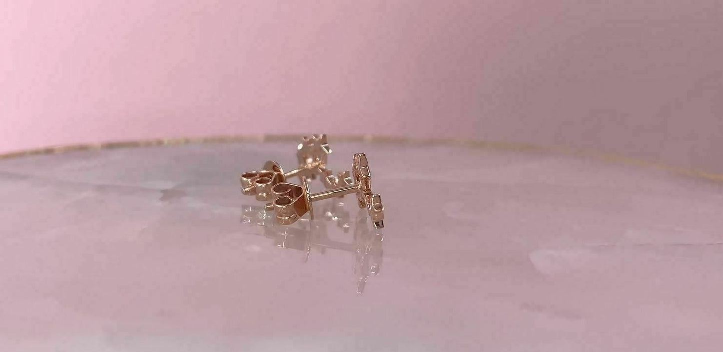 14K Gold 0.17 CT Star Constellation Diamond Stud Earrings Natural Round Cut