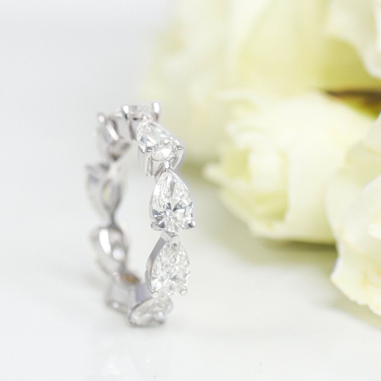 Pear Diamond Eternity Ring 18K White Gold