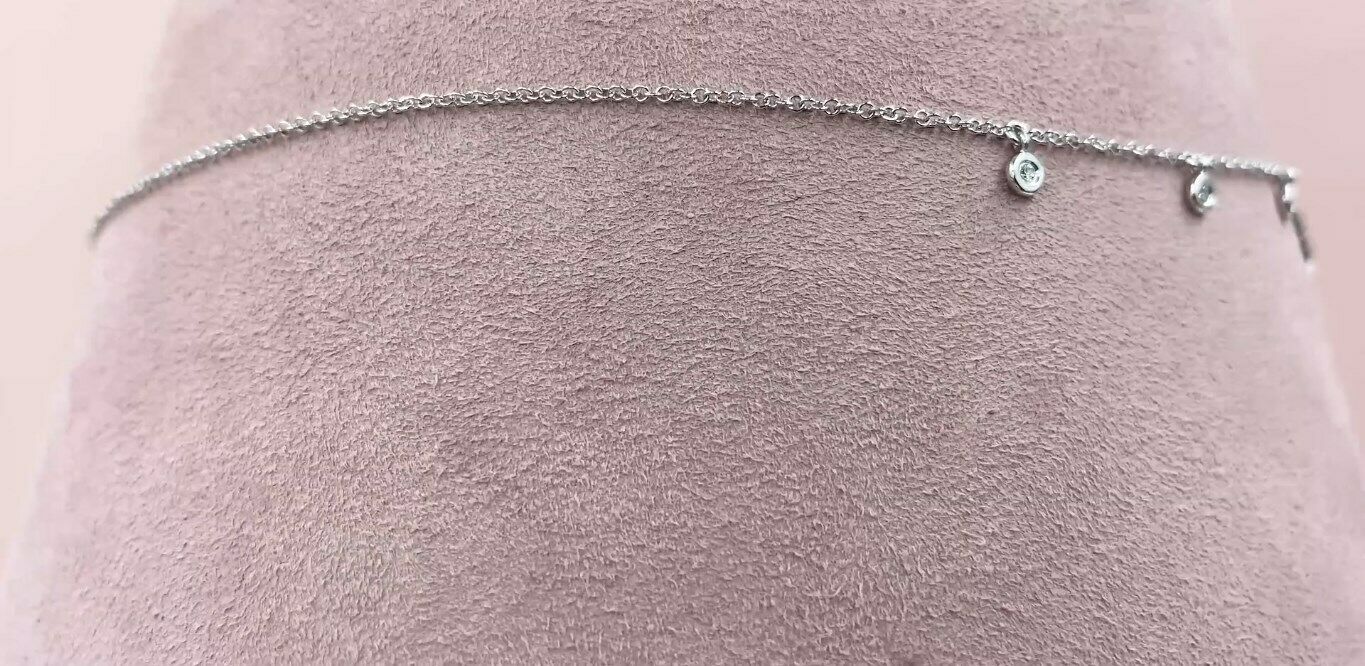 14K Gold 0.05 CT Baguette Cut Diamond Shaker Necklace Round Bezel Pendant