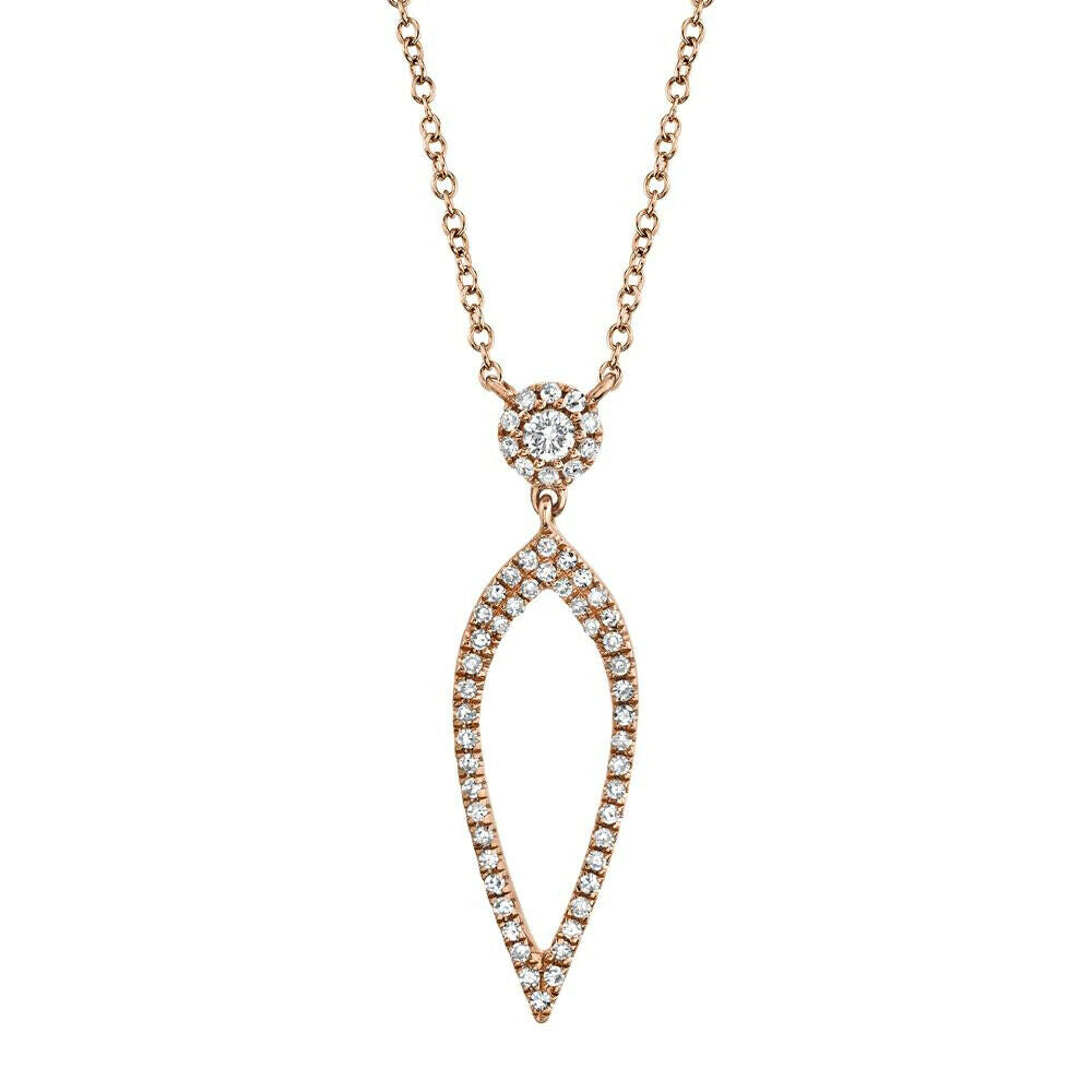 14K Gold 0.74 CT Diamond Teardrop Earrings Shield Dangle Round Cut Natural