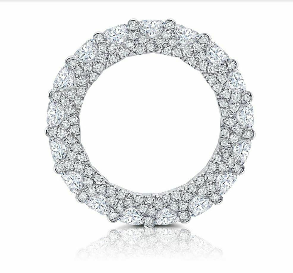 18K White Gold 5.29CT Unique Diamond Eternity Ring Engagement Anniversary 3 Side