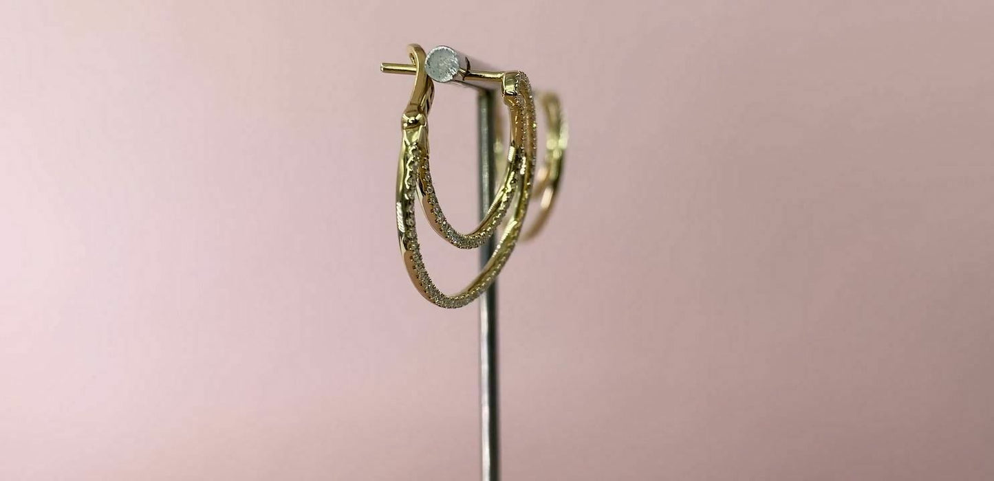 14K Gold 0.51 CT Diamond Crescent Earring Round Cut Natural Drop Circle
