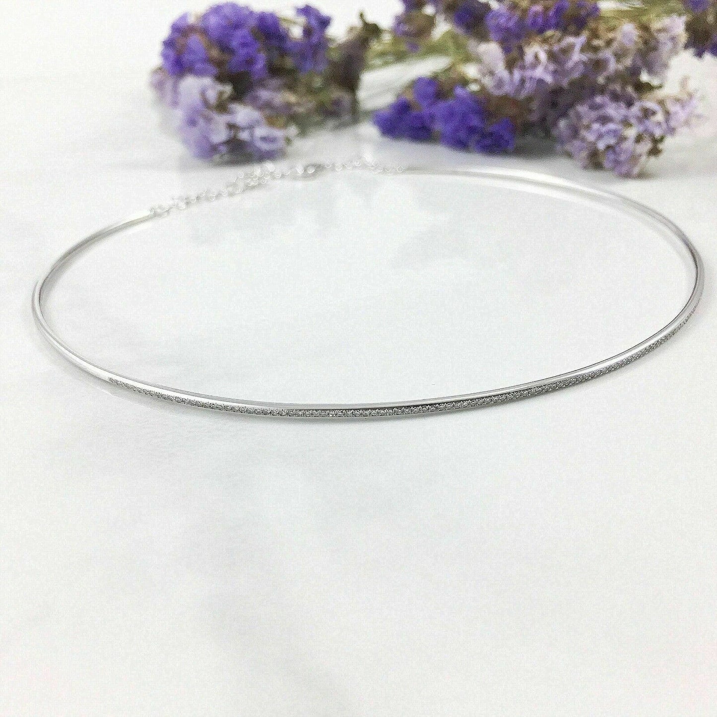 14K Gold 0.36 CT Diamond Choker Necklace Women's Round Cut Natural