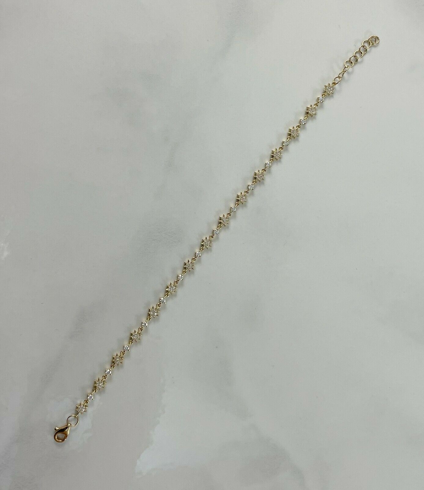14K Gold 0.50CT Diamond Star Bracelet Starburst Round Cut Natural Womens