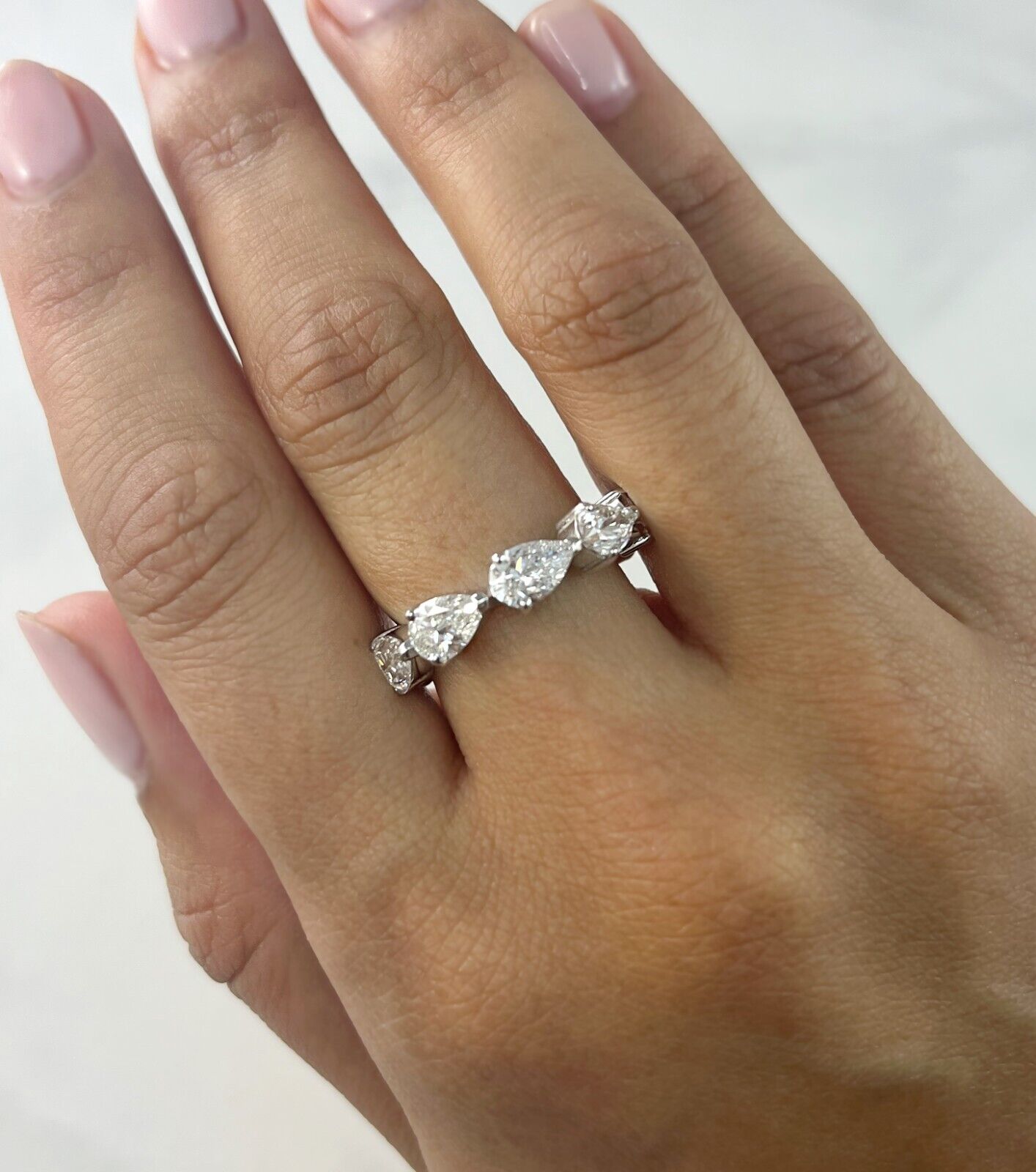 Pear Diamond Eternity Ring 18K White Gold