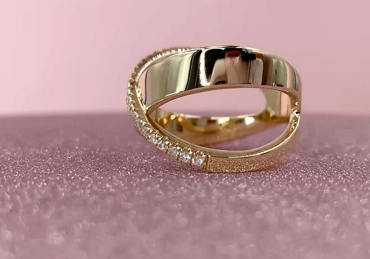 14k Gold 0.19 CT Diamond Crossover X Wide Ring natural Round Cut