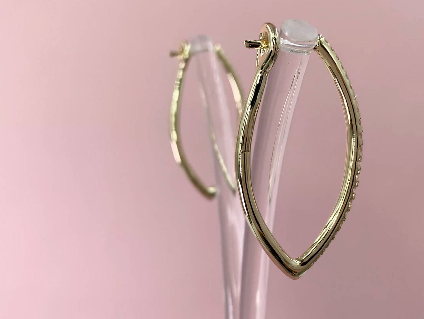 14K Gold 0.75 CT Diamond Marquise Drop Hoop Earrings Natural Round Cut