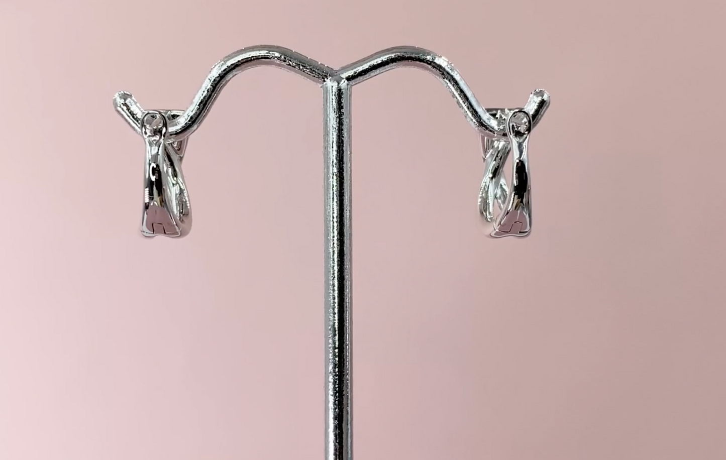 14k Gold 0.40 CT Diamond X Crossover Huggie Hoop Earrings Natural Round Cut
