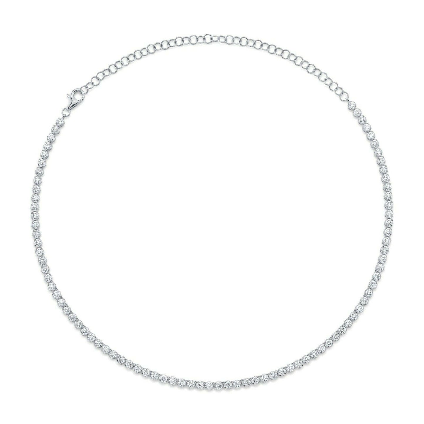 14K Gold 7.12 CT Diamond Tennis Necklace Crown Setting Round Cut Natural