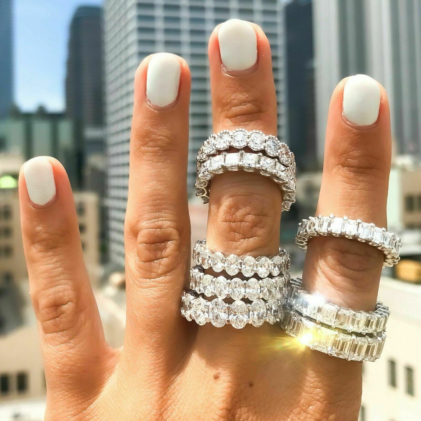 18K Gold 3.26 CT Bezel Diamond Eternity Ring Beaded Milgrain Round Cut Natural