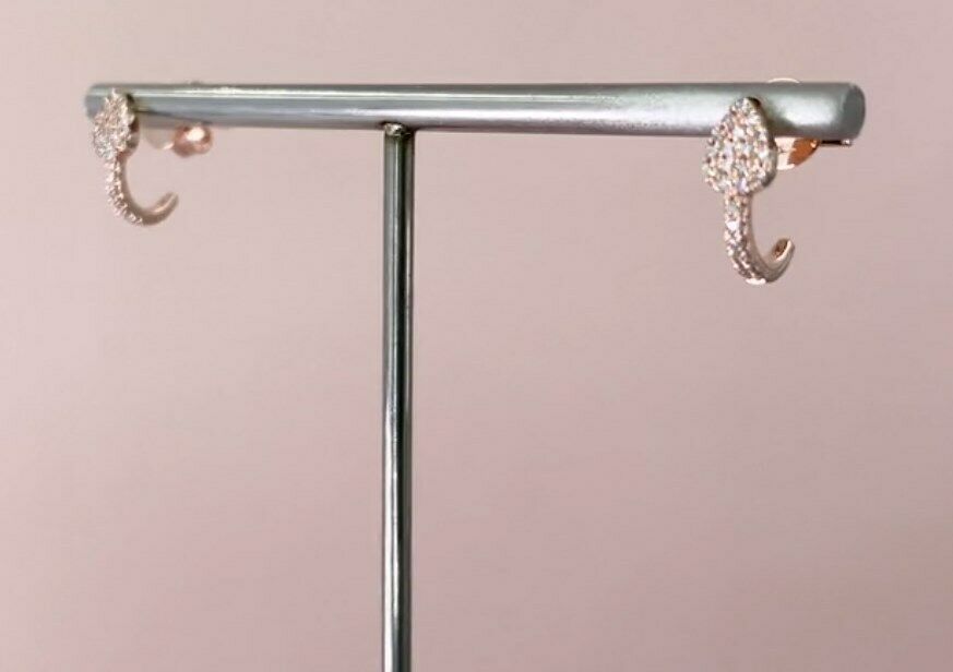 14k Gold 0.10 CT Diamond Pear Huggie Earrings Natural Pave Cuff Studs
