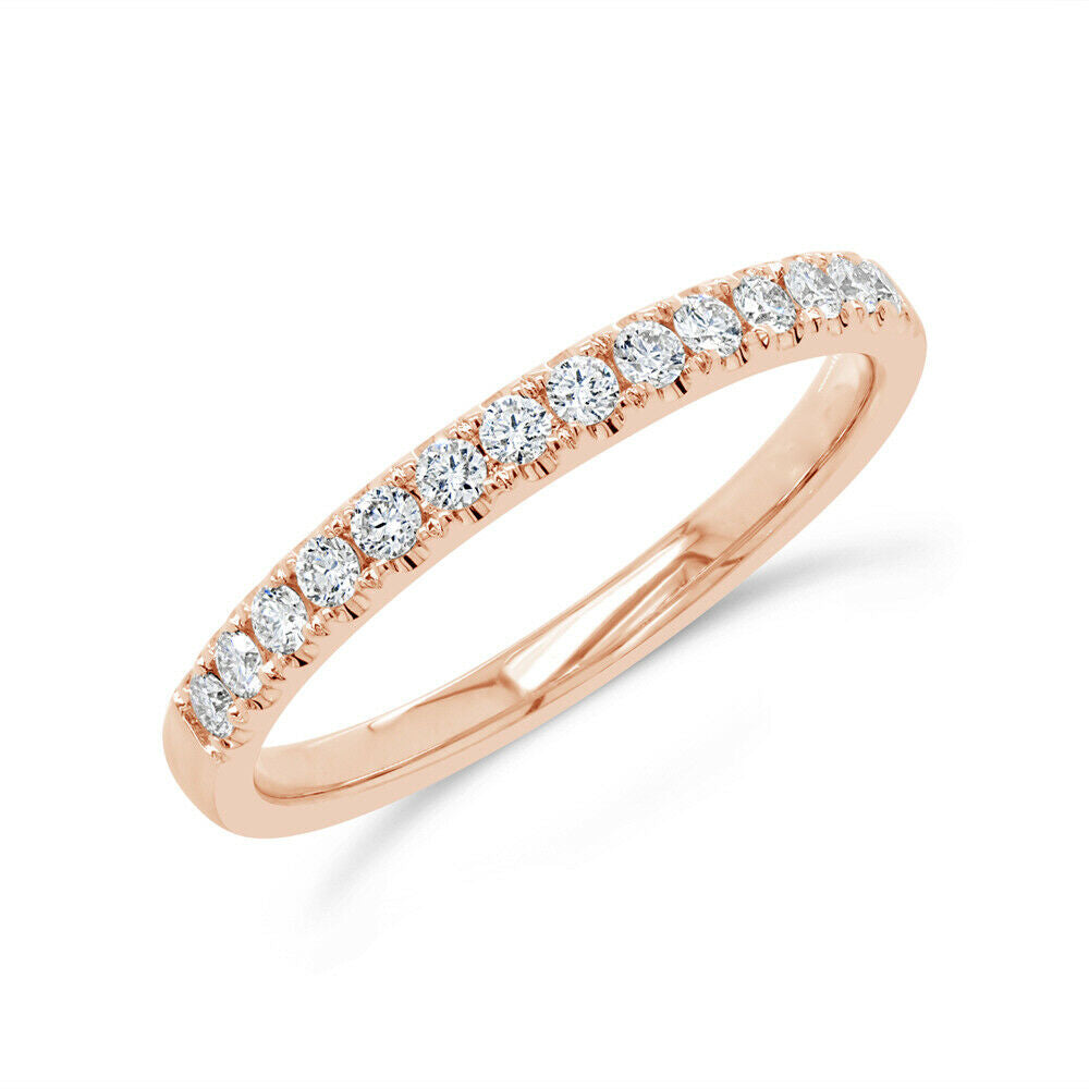 18K Gold 0.31CT Women's Natural Round Cut Diamond Wedding Band Ring 2.5 MM
