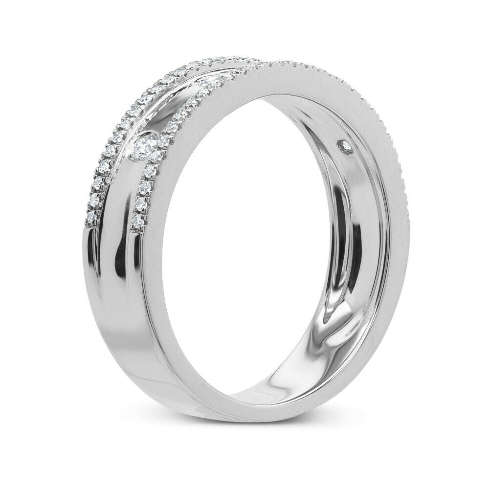 14K Gold 0.23CT Women's Natural Round Cut Bezel Diamond Wedding Band Ring