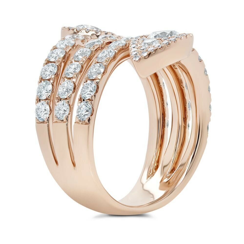14K Gold 3.01 CT Diamond Swirl Wrap Ring Pear Teardrop Cocktail Statement