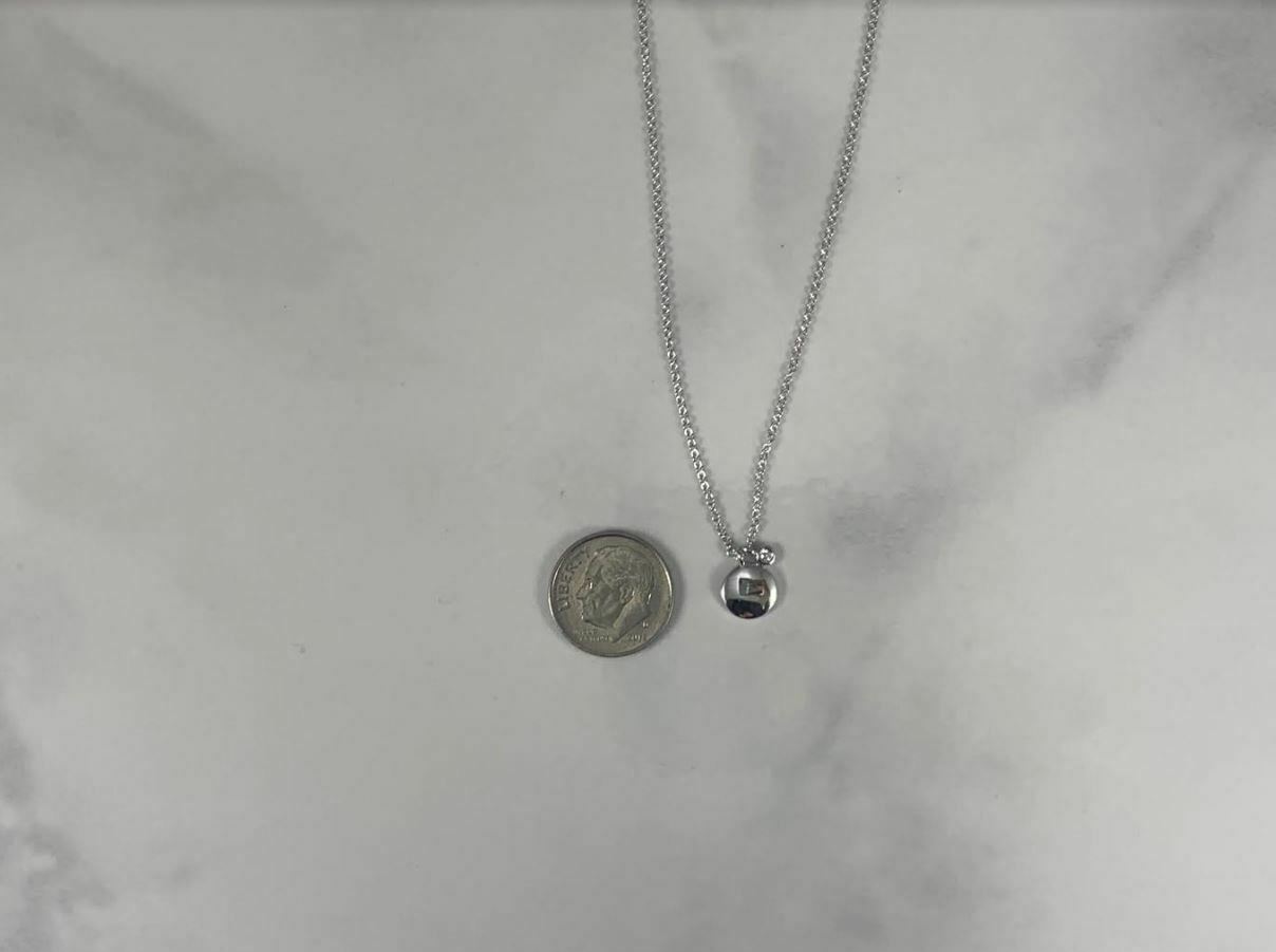 14K Gold 0.02 CT Diamond Circle Disc Pendant Necklace Round Cut Natural