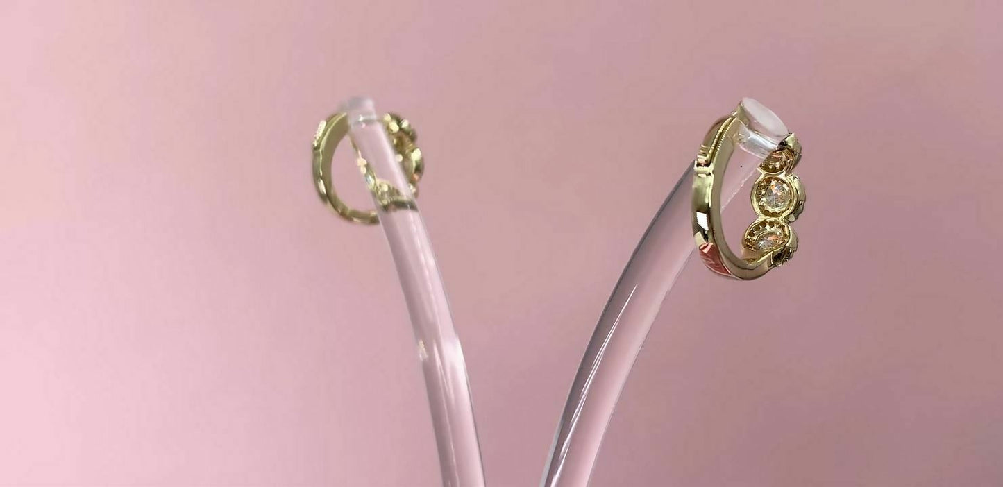 14K Gold 1.10 CT Diamond Huggie Hoop Earrings Round Cut Natural