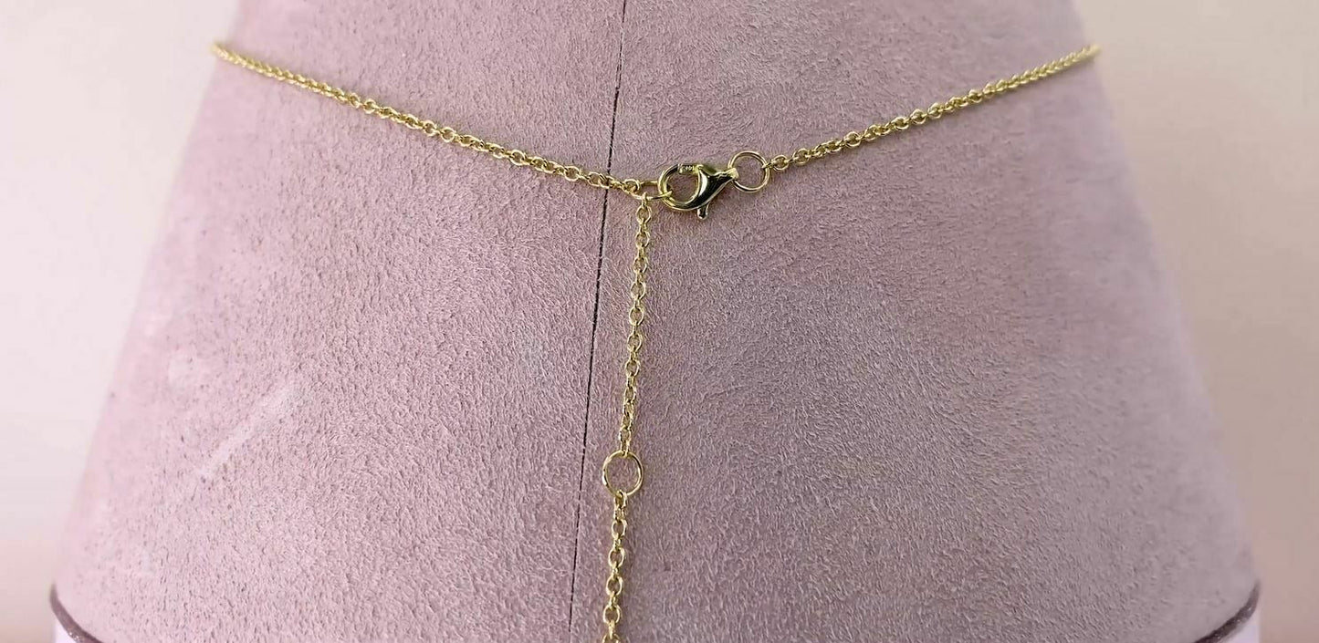 14K Gold 1.57CT Diamond Heart Necklace Pave Open Natural Round Cut Womens