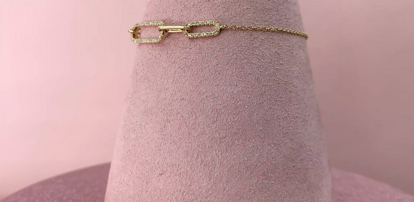 14K Gold 0.24 CT Diamond Bolo Bracelet Round Cut Natural Cylinder Halo Link