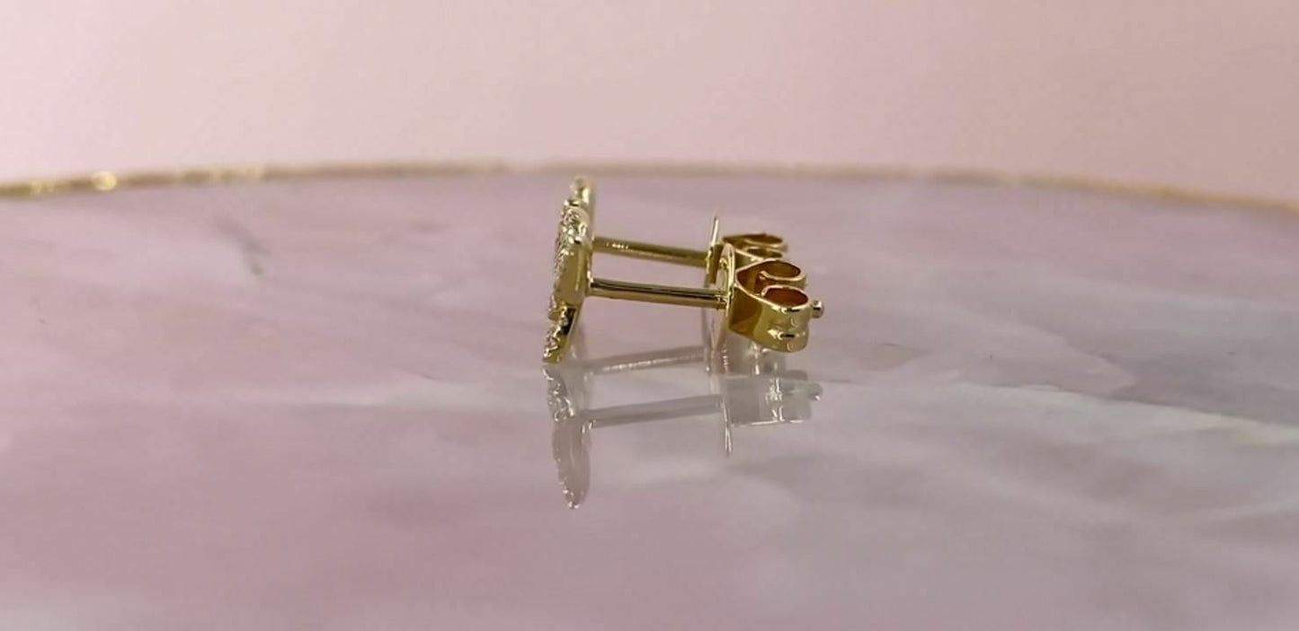 14K Gold 0.16 CT Diamond Butterfly Earrings Studs Round Natural Children Adult