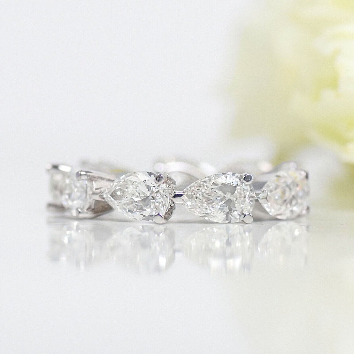 Pear Diamond Eternity Ring 18K White Gold