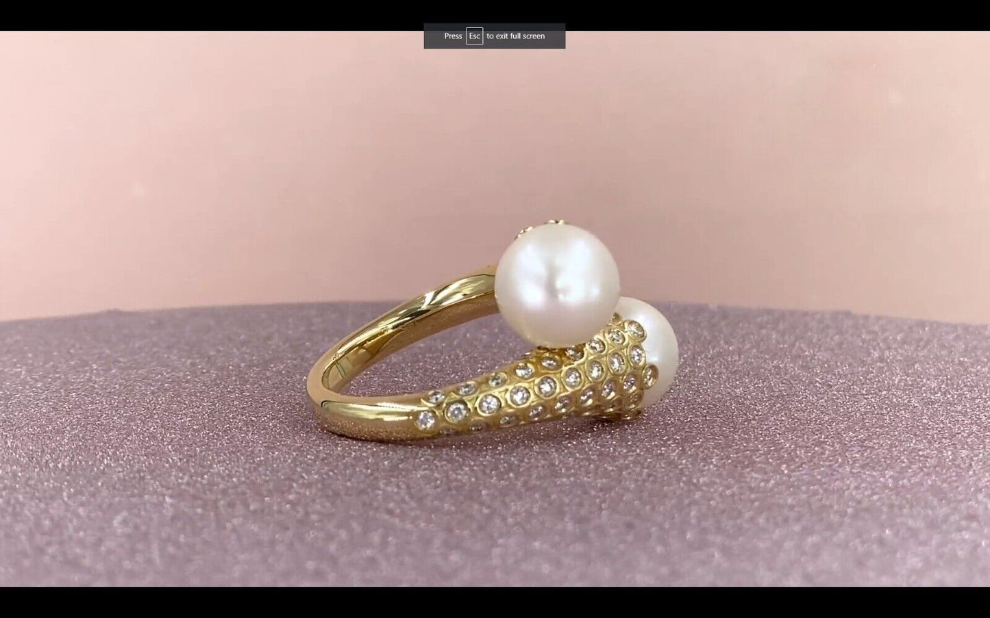 14K Gold Pearl Diamond Bypass Ring