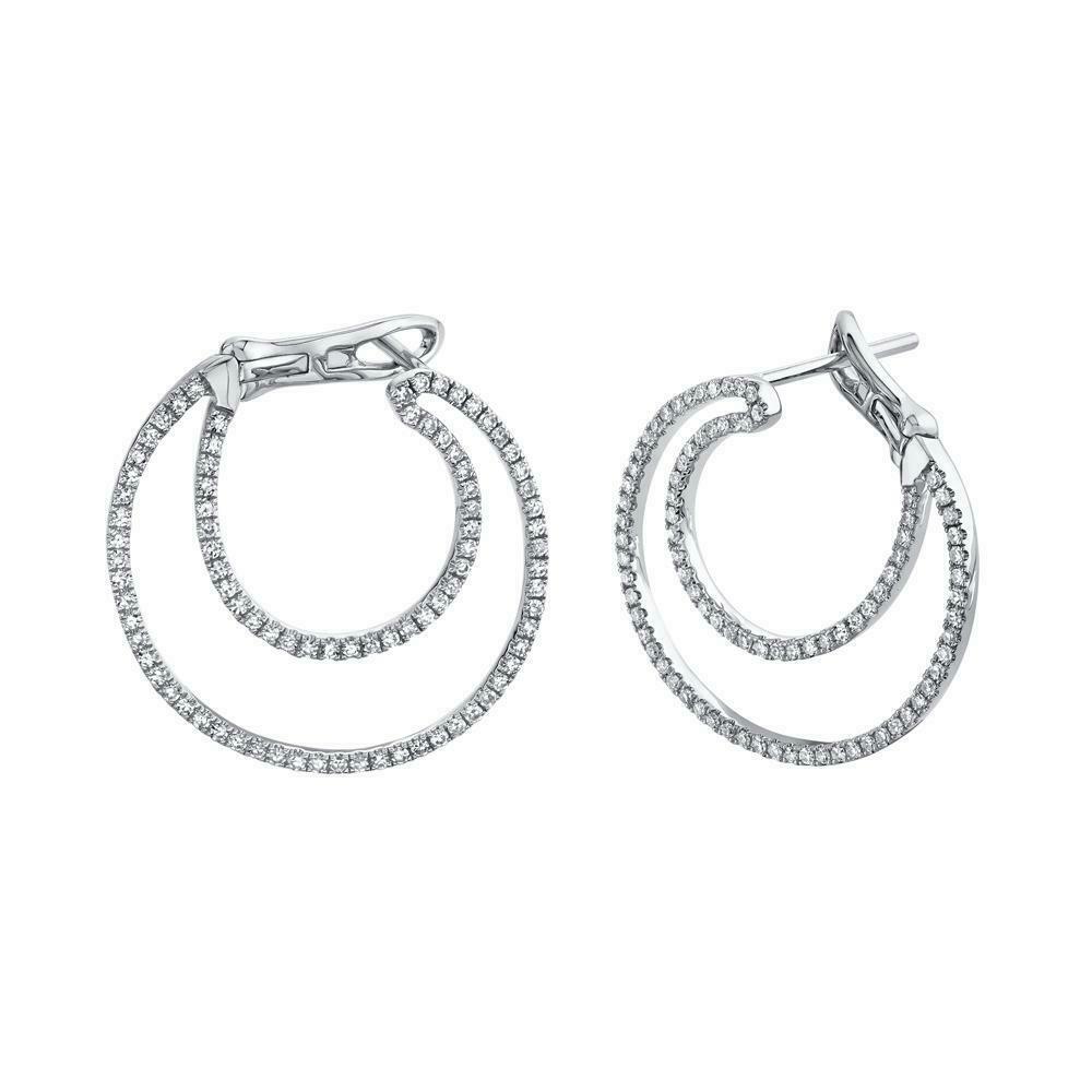 14K Gold 0.51 CT Diamond Crescent Earring Round Cut Natural Drop Circle