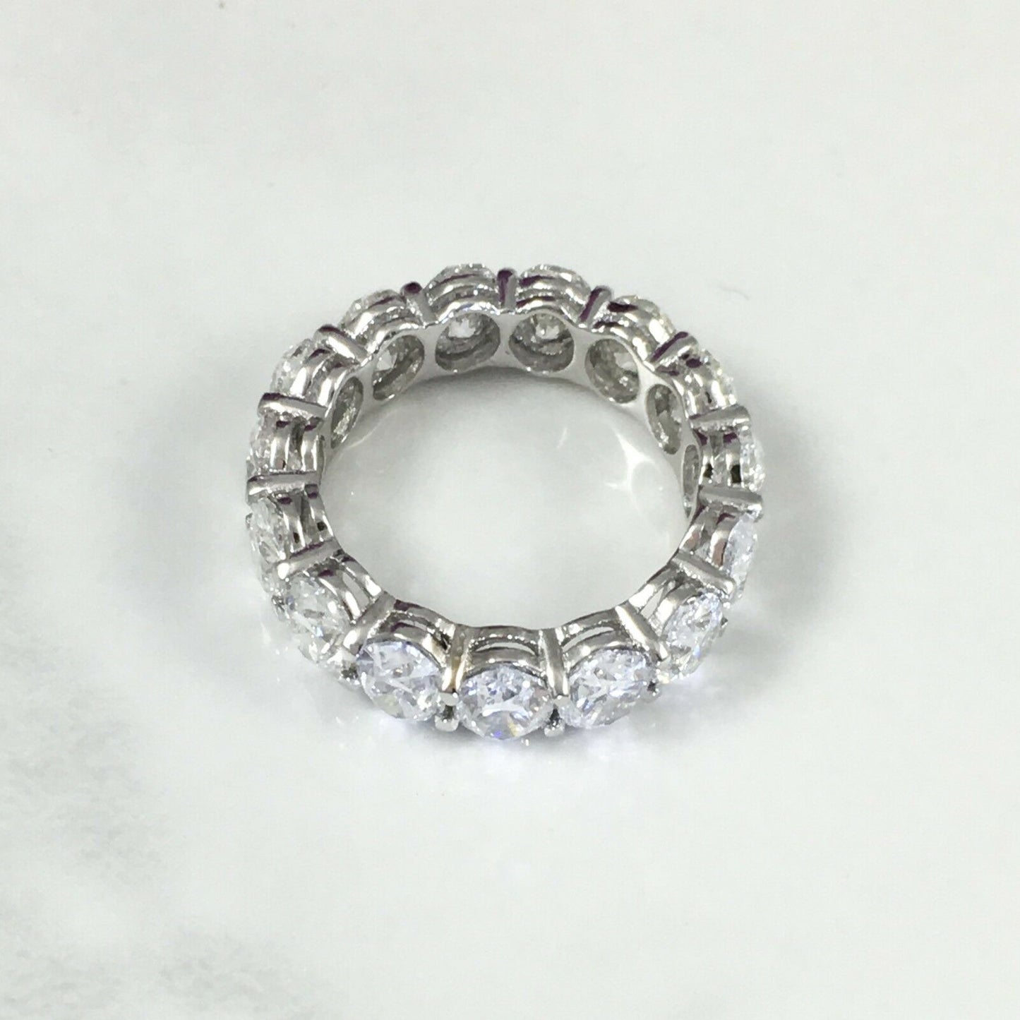 18K White Gold 7.30 CT Oval Diamond Eternity Ring Band Engagement Anniversary