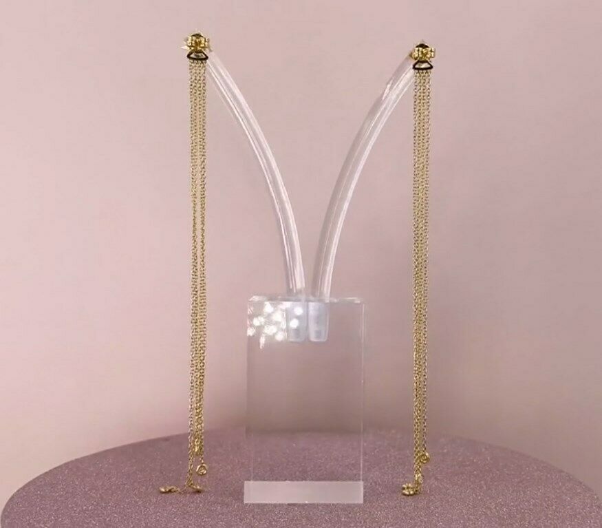 14K Gold 0.24 CT Diamond Fringe Chain Earrings Star Shoulder Dusters Round