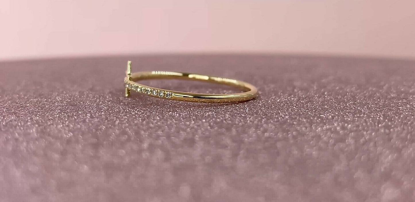 14K Gold 0.08 CT Shining Star Diamond Ring Natural Round Cut Statement Right Hand