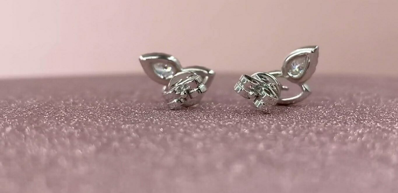 14K Gold 0.27 CT Pear Marquise Cut Diamond Stud Earrings Unique Minimalist Natural