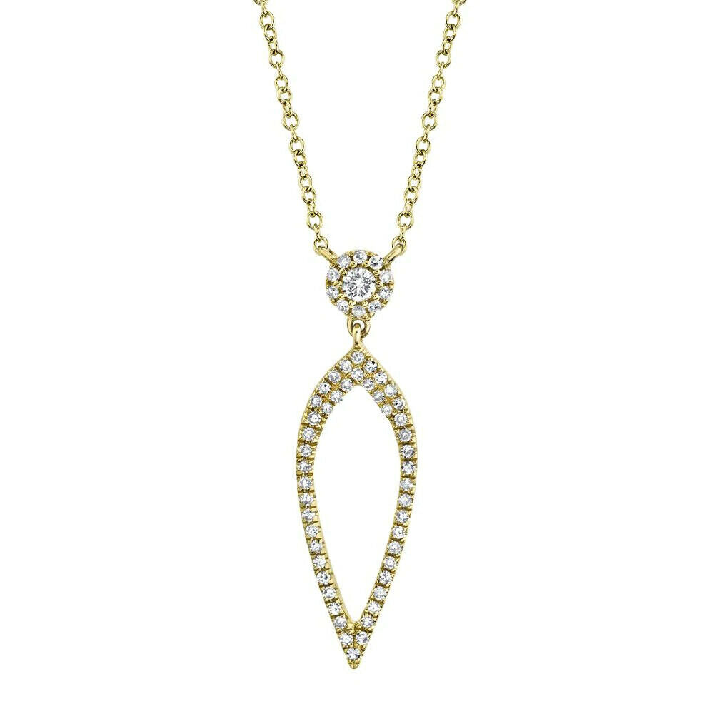 14K Gold 0.74CT Diamond Tear Drop Earring Shield Dangle Round Cut Natural