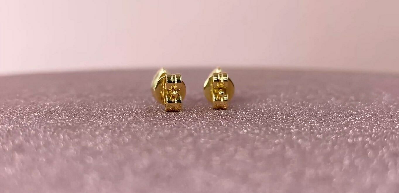 14K Gold 0.18 CT Pear Cut Diamond Tear Drop Stud Earrings Halo Natural Push Back