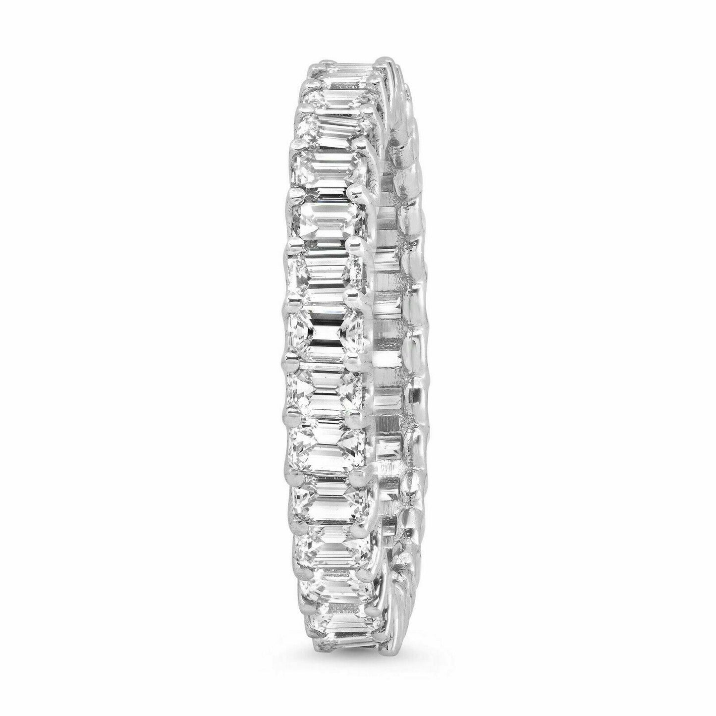 18K White Gold 2.15 CT Emerald Cut Diamond Eternity Ring Certified Natural Engagement