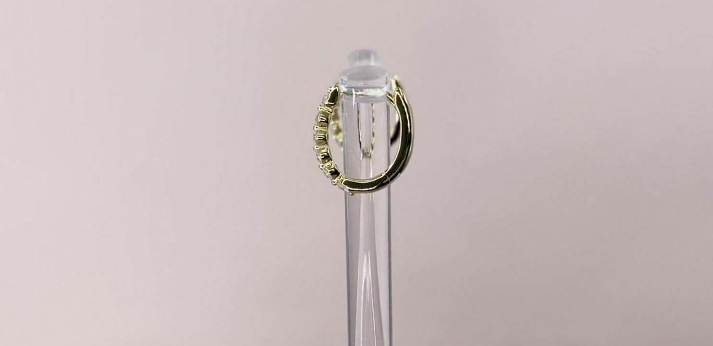 14K Gold 0.26CT Diamond Oval Huggie Earrings Bezel Set Round Cut Natural