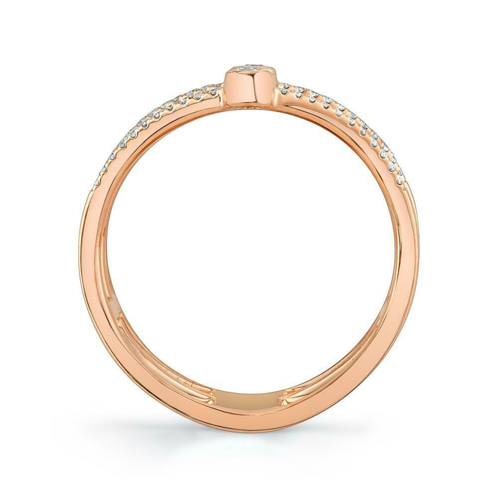 14K Gold 0.30 CT Diamond Bezel Connecting Arrow Open Ring Natural Round Cut