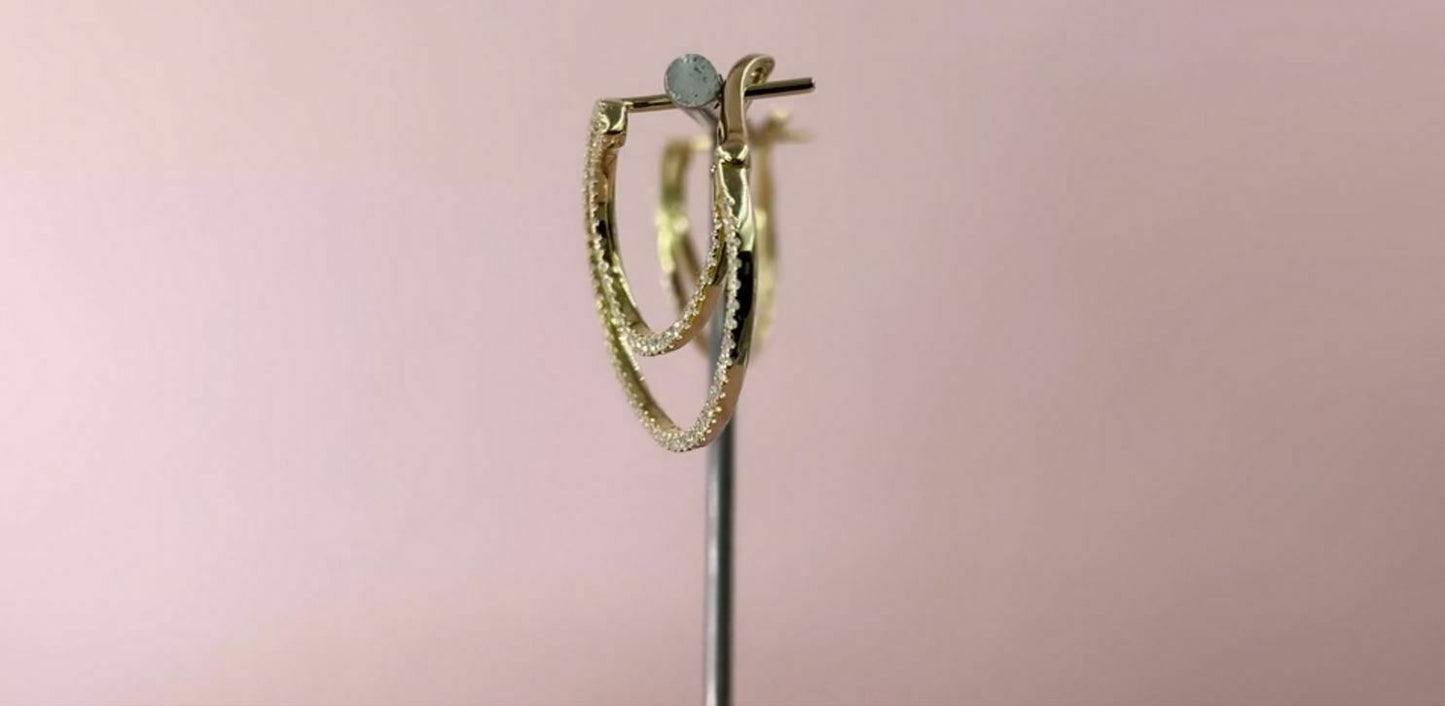 14K Gold 0.51 CT Diamond Crescent Earring Round Cut Natural Drop Circle