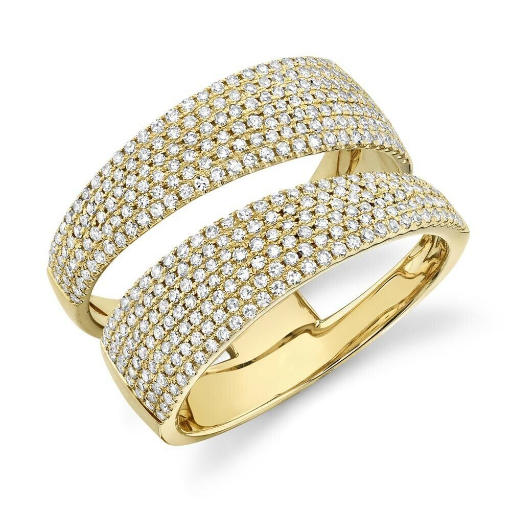14K Gold 0.80CT Diamond Bypass Wrap Ring Statement Open Cocktail Natural