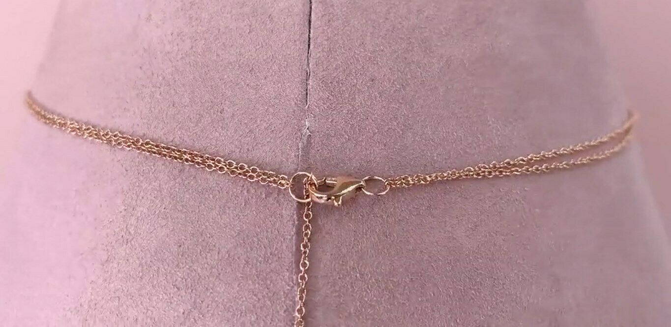 14K Gold 0.56 CT Diamond Multi Strand Necklace Halo Cluster Round Natural Layered
