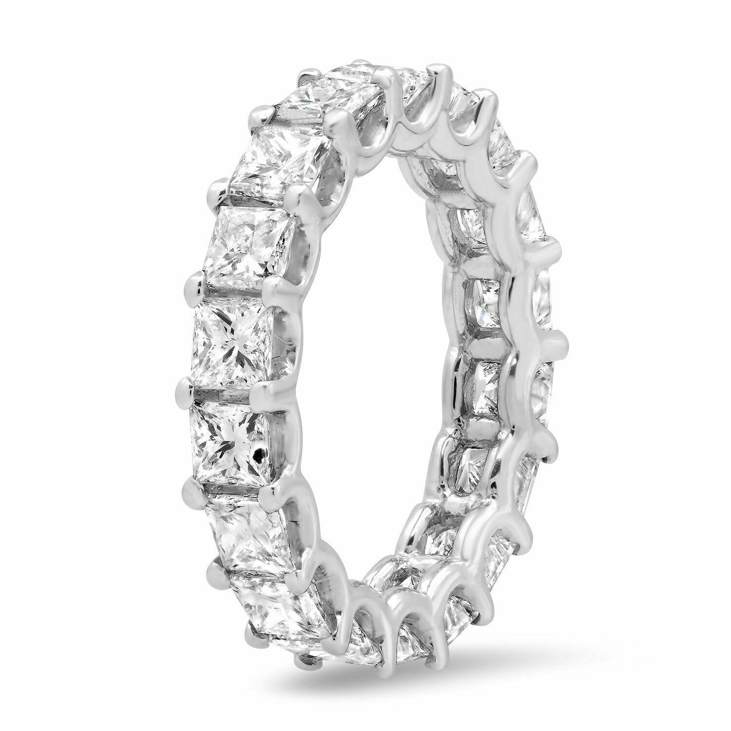 18K Gold 4.27 CT Princess Cut Diamond Eternity Ring Engagement Anniversary Wedding