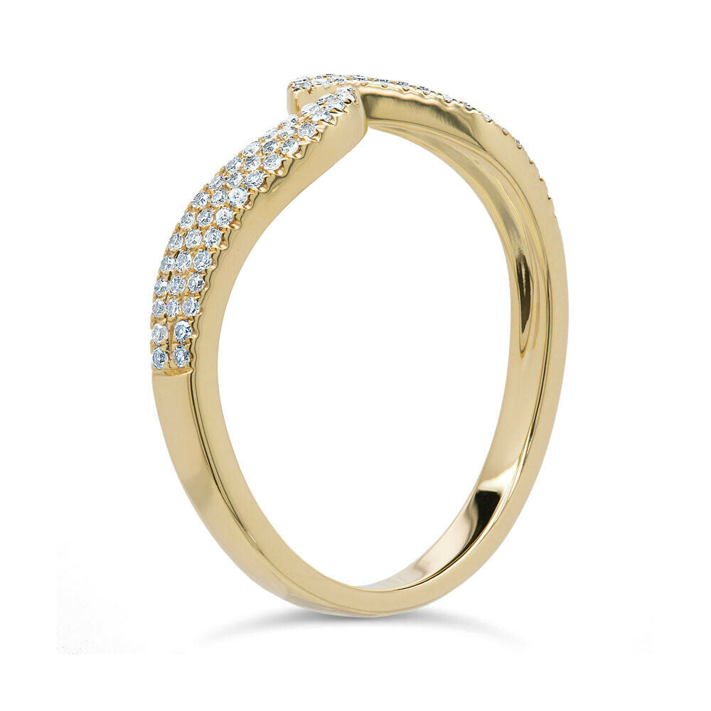 14K Gold 0.17CT Diamond Claw Ring Round Pave Open Minimalist Natural