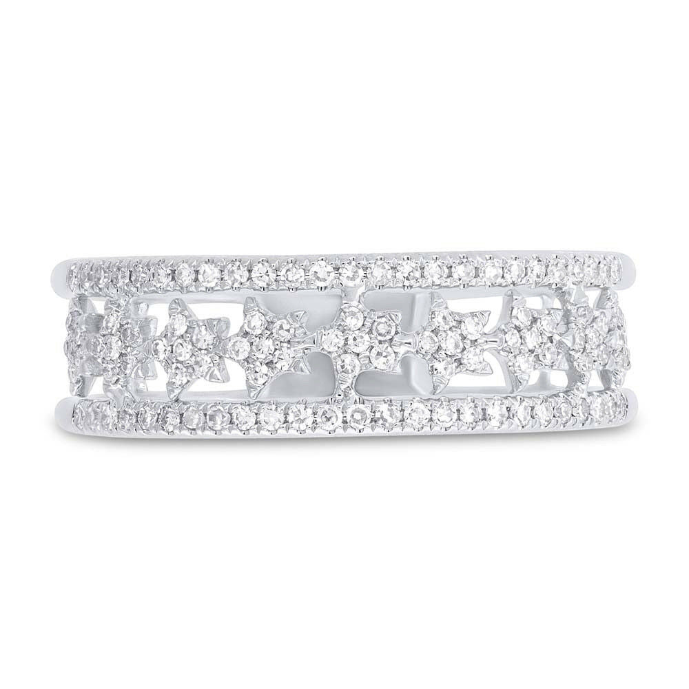 14K Gold 0.23 CT Women's Round Diamond Star Statement Cocktail Ring Band