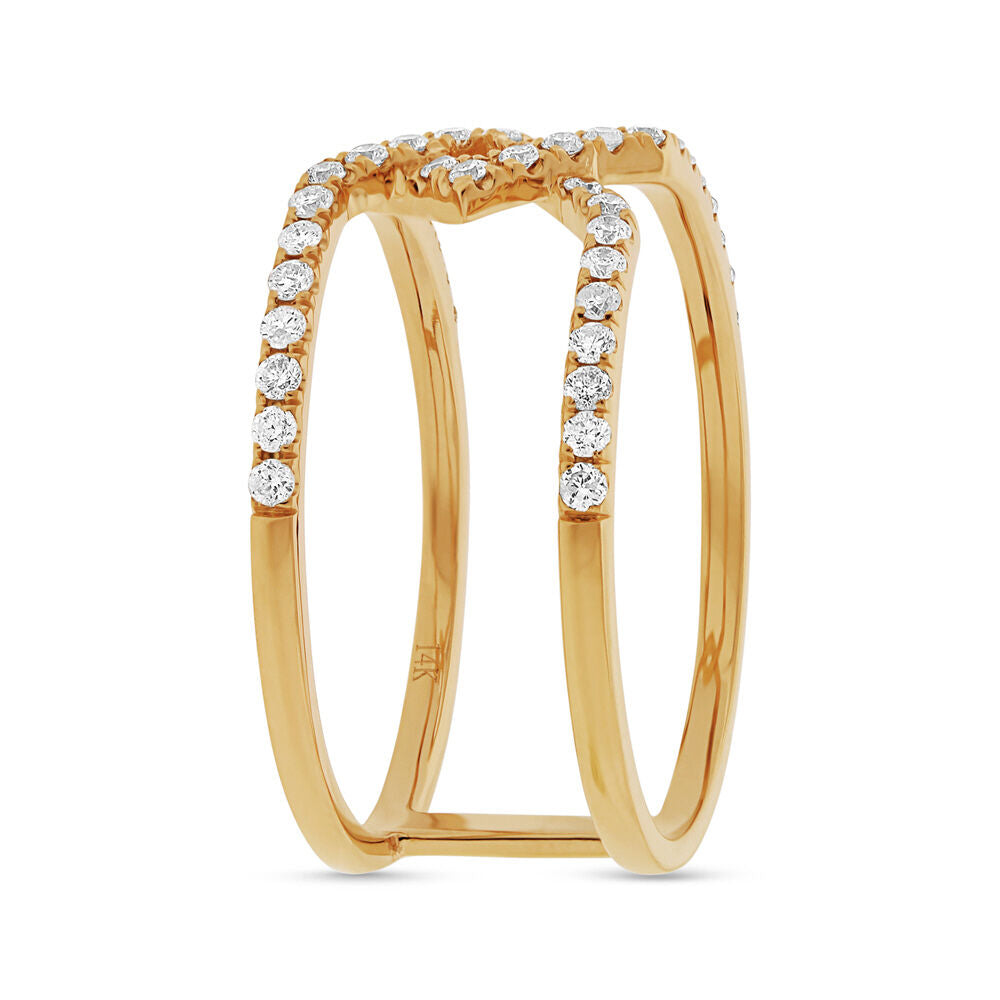 14K Gold 0.40 CT Diamond Ring Crossover X Women's Cocktail Right Hand