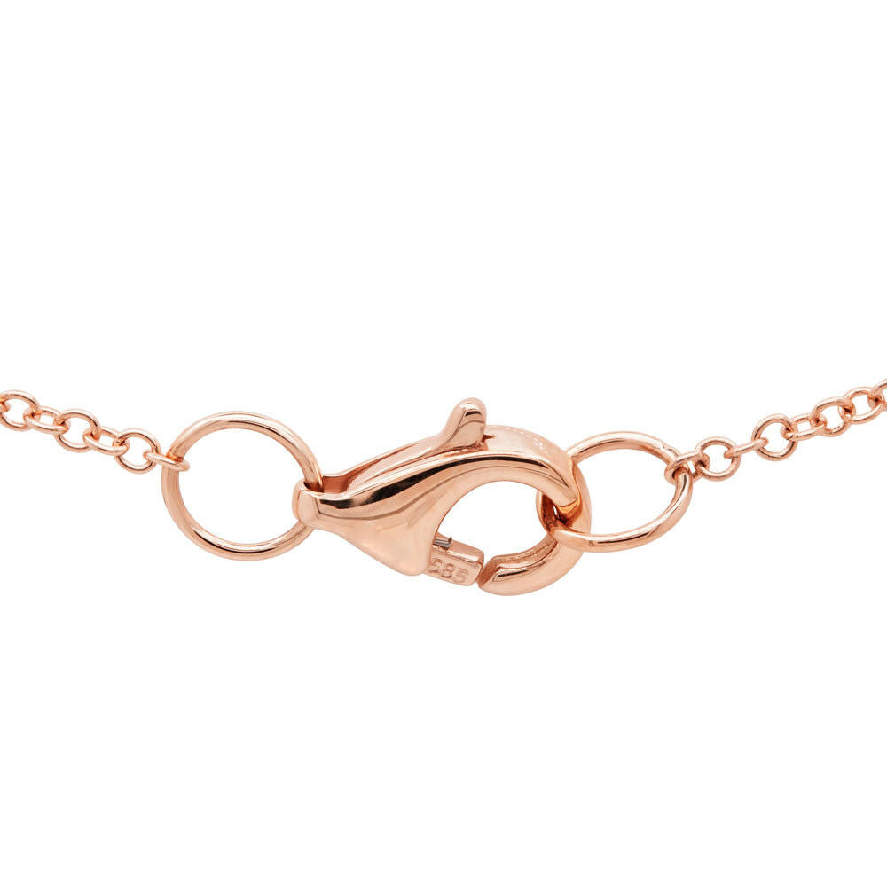 14K Gold 0.37CT Diamond Pendant Pave Round Puff Circle Disc Necklace