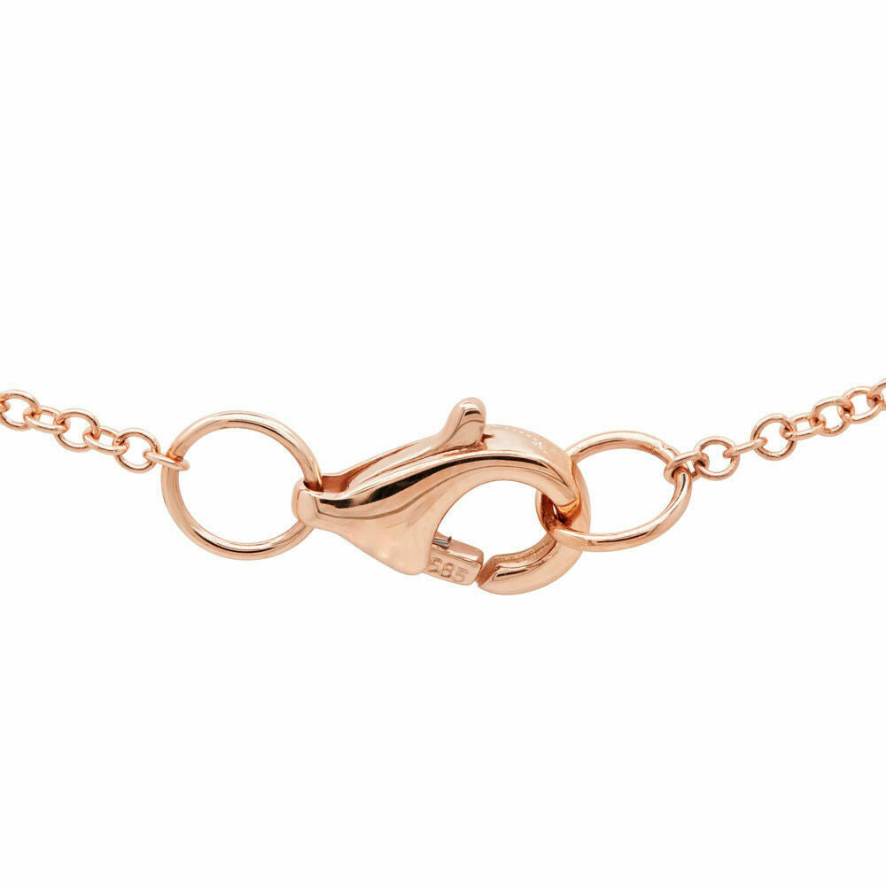 14K Gold 0.20CT Diamond Heart Pendant Necklace Pave Round Valentines Day