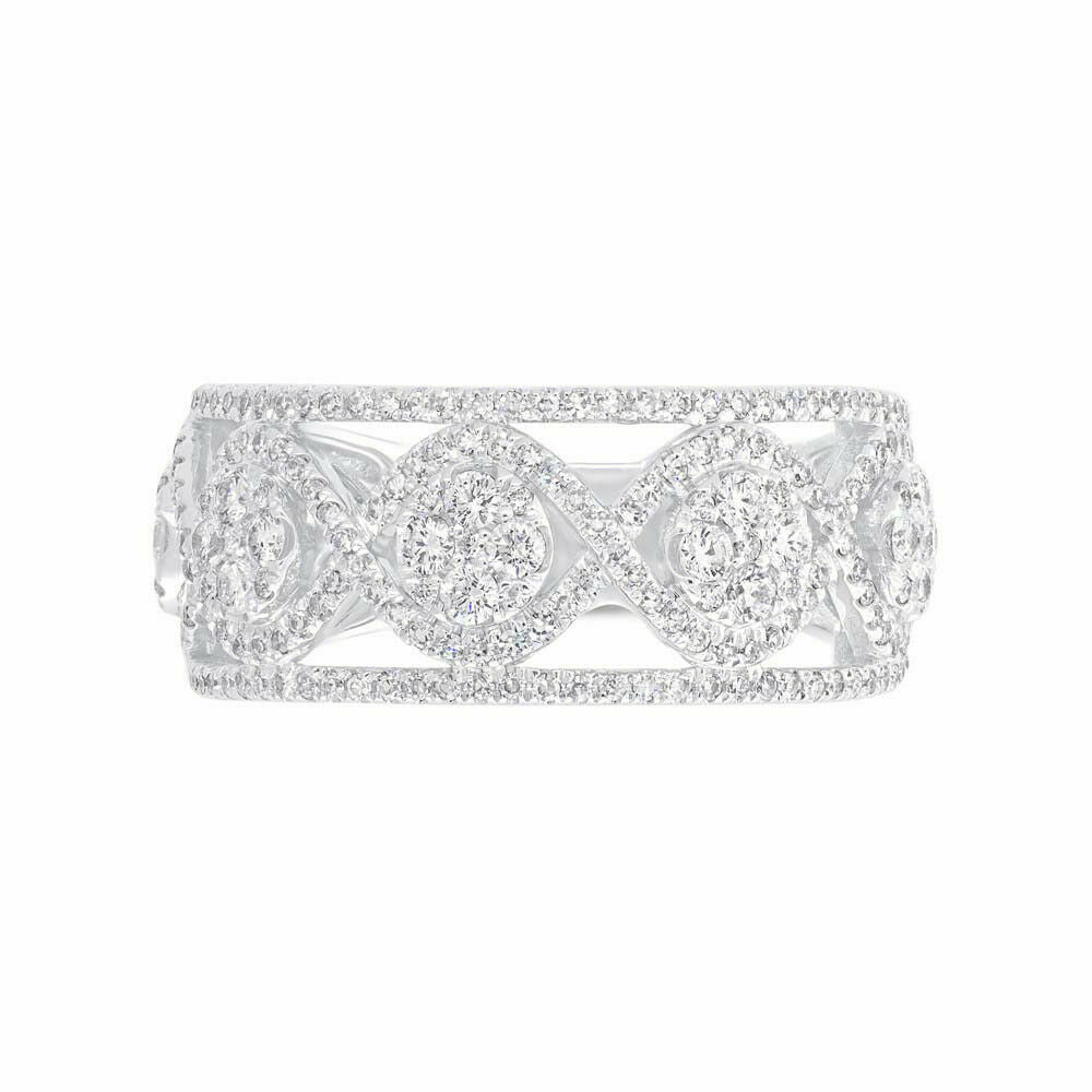 14K Gold 0.82 CT Diamond Diagonal Shape Open Twist Ring Natural Round Cut