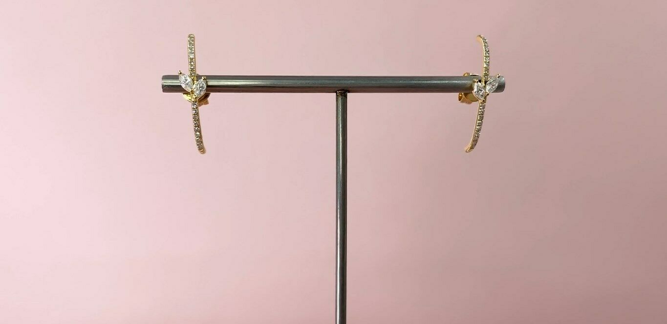 14K Gold 0.29 CT Marquise Diamond Marquise Diamond Stick Stud Earrings Unique