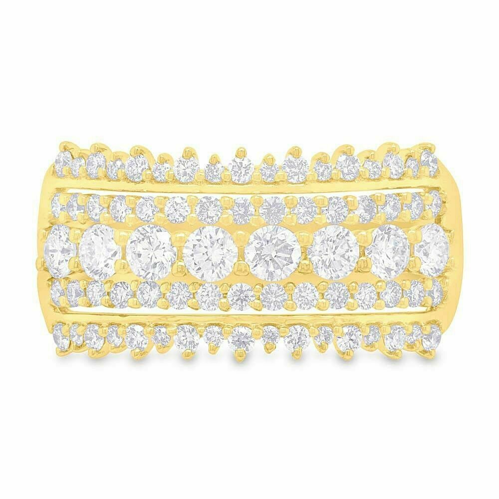 14K Gold 1.00 CT Diamond Band Wide Ring Cocktail Natural Round Statement