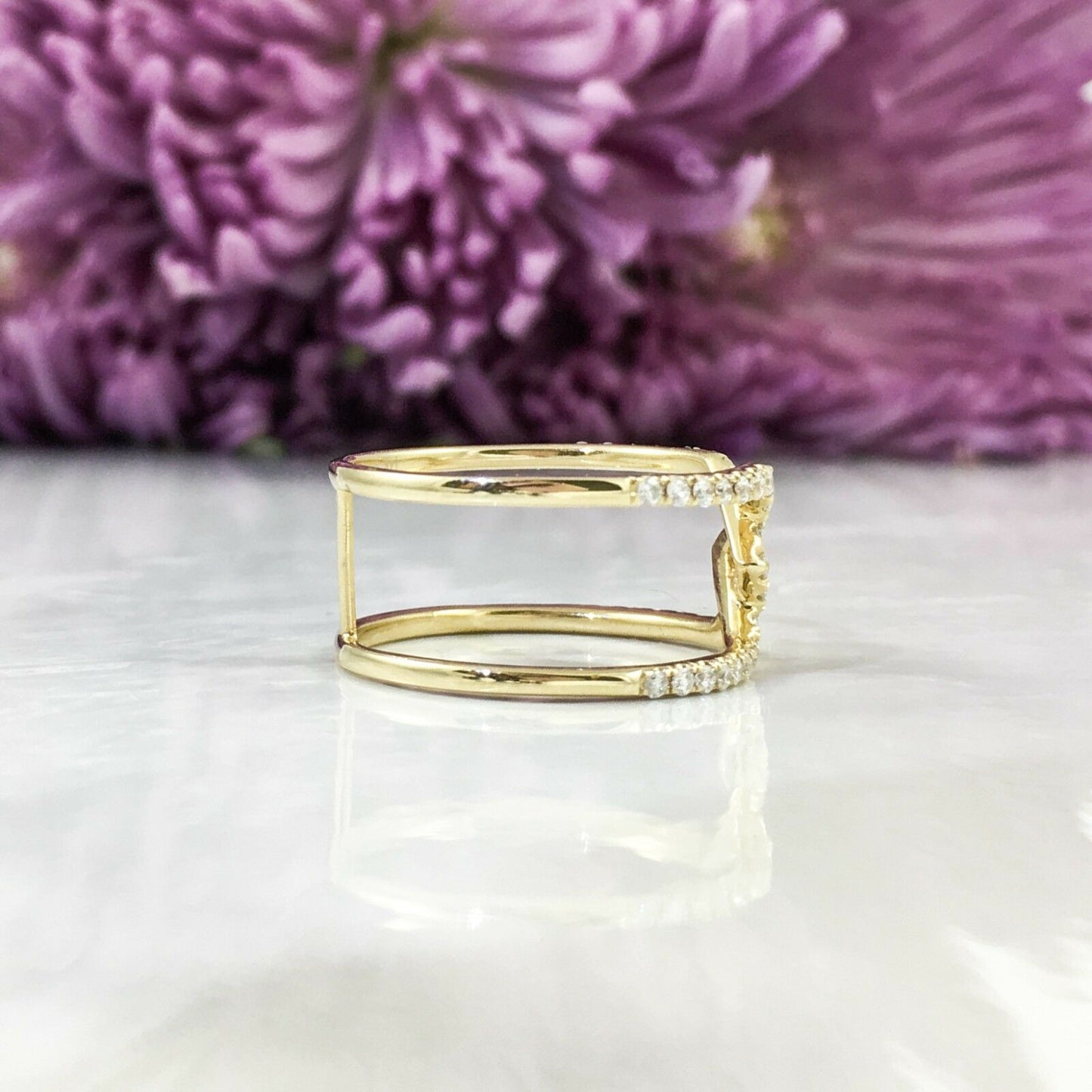 14K Gold 0.40 CT Diamond Ring Crossover X Women's Cocktail Right Hand