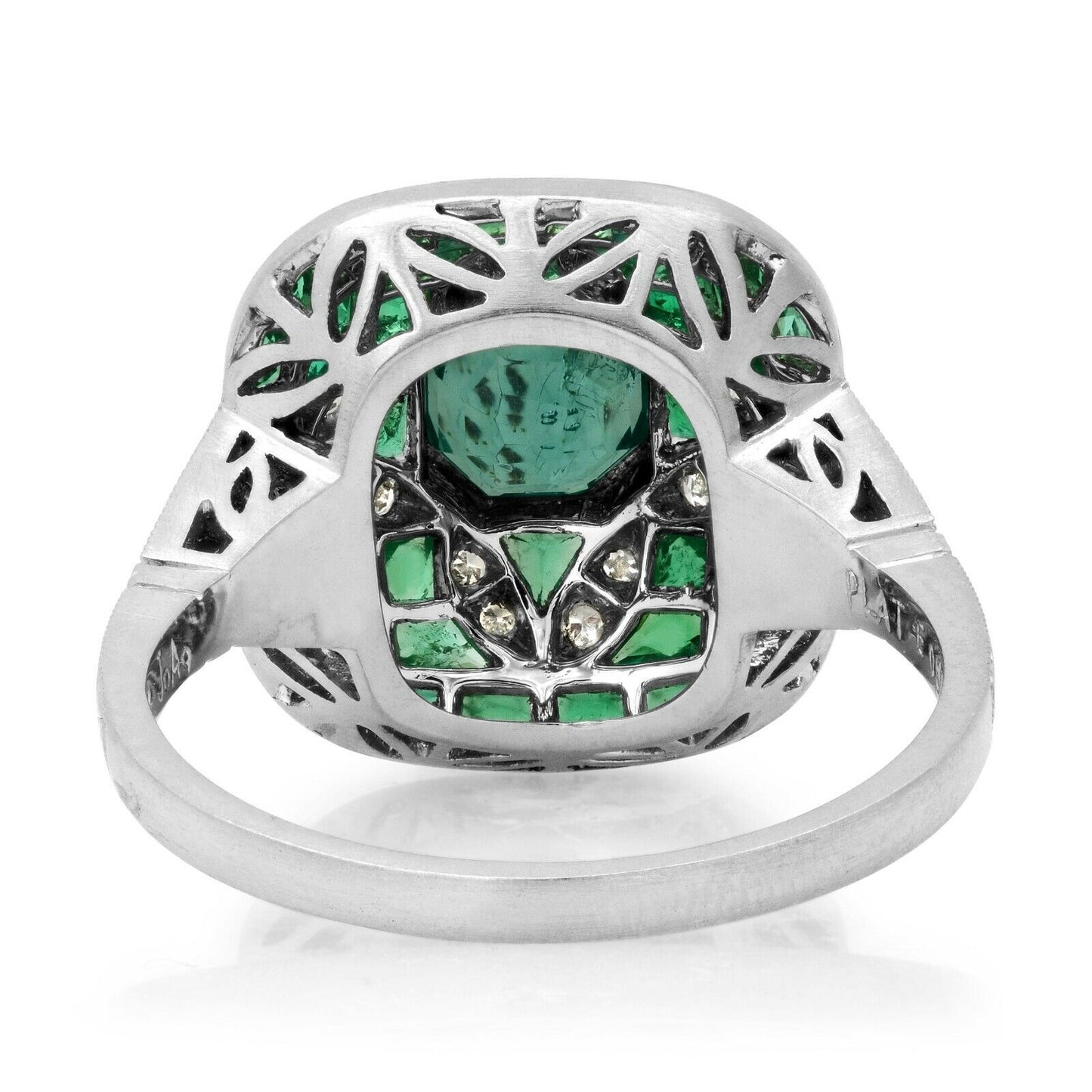 Art Deco Emerald And Diamond Platinum Ring Antique inspired