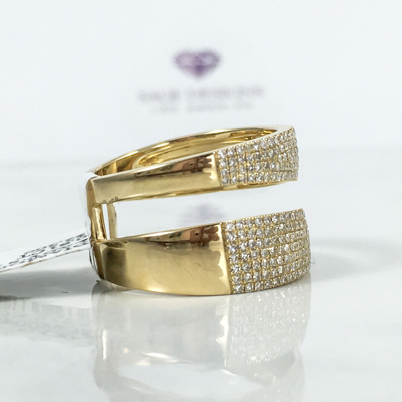 14K Gold 0.80CT Diamond Bypass Wrap Ring Statement Open Cocktail Natural